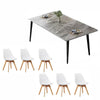Sandy Sintered Stone Dining Table Set - Grey Table & White Chairs 140cm (L) * 80cm (W)