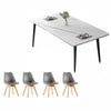 Sandy Sintered Stone Dining Table Set - White Table & Grey Chairs 120cm (L) * 70cm (W)