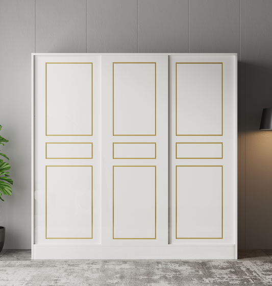 MUTRA Simple Sliding Door Wardrobe - Gold