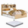 Bundle DEAL Storage Bed Frame with Headboard + LUANNA Comfort Mattress - Wooden Colour