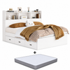 Bundle DEAL Storage Bed Frame with Headboard + LUANNA Comfort Mattress - White Colour
