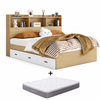 Bundle DEAL Storage Bed Frame with Headboard + LUANNA PRO Mattress - Wooden Colour