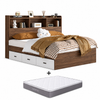 Bundle DEAL Storage Bed Frame with Headboard + LUANNA PRO Mattress - Walnut Colour