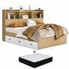 Bundle DEAL Storage Bed Frame with Headboard + LUANNA Premier Mattress - Wooden Colour