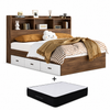 Bundle DEAL Storage Bed Frame with Headboard + LUANNA Premier Mattress - Walnut Colour