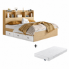 Bundle DEAL Storage Bed Frame with Headboard + LUANNA Essential Mattress - Wooden Colour