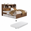 Bundle DEAL Storage Bed Frame with Headboard + LUANNA Essential Mattress - Walnut Colour