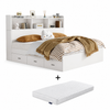 Bundle DEAL Storage Bed Frame with Headboard + LUANNA Essential Mattress - White Colour