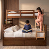 Element Solid Wood Storage Bed Frame Bunk Bed - Walnut Colour