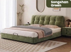 French Cream-Style Cloud Chenille Upholstered Storage Bed Frame
