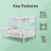 Woodland Grove Solid Wood Bunk Bed Double Decker Bed Frame - White Colour