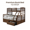 Element Solid Wood Storage Bed Frame Bunk Bed - Walnut Colour