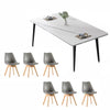 Sandy Sintered Stone Dining Table Set - White Table & Grey Chairs 140cm (L) * 80cm (W)
