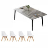 Sandy Sintered Stone Dining Table Set - Grey Table & White Chairs 120cm (L) * 70cm (W)