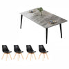 Sandy Sintered Stone Dining Table Set - Grey Table & Black Chairs 120cm (L) * 70cm (W)