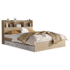 LUNA Storage Drawer Bed Frame with Headboard - Wooden Colour