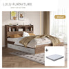 Bundle DEAL Storage Bed Frame with Headboard + LUANNA Comfort Mattress - Walnut Colour