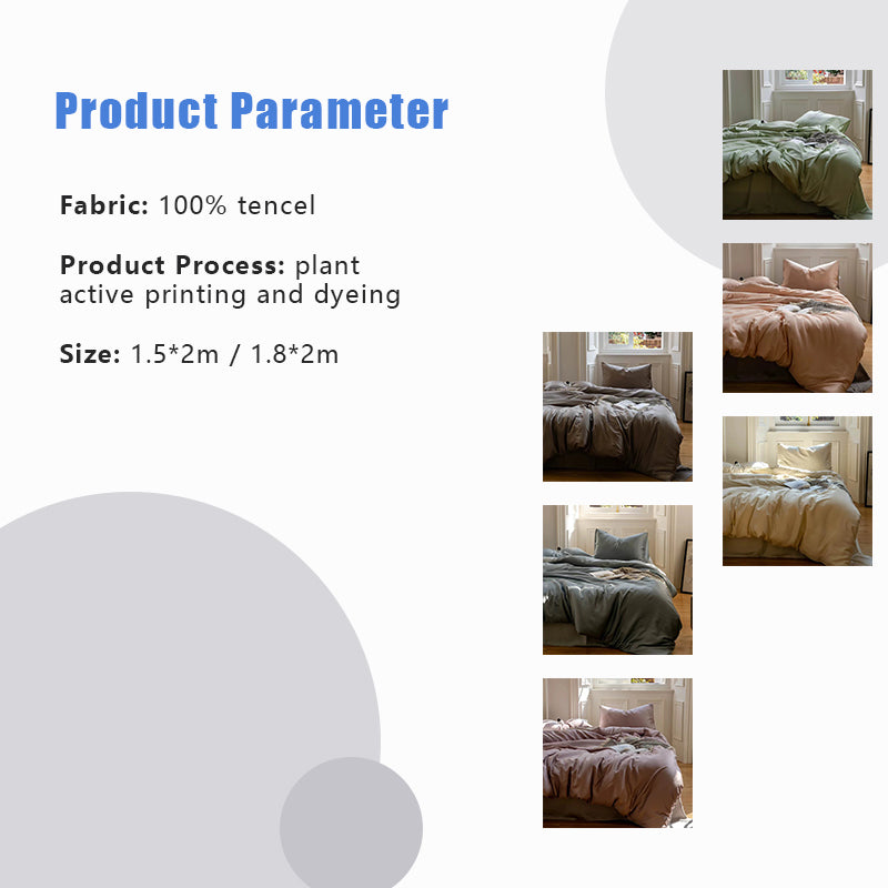 Lelfried 100 Thread Count Austria Tencel Summer Bed Set (4 in 1) - Pea ...